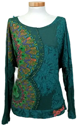 Desigual Damen T-Shirt grün gemustert Gr. S - Bild 1