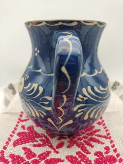 Keramikkrug blau mit Blumenmotiv | Landhaus - Bild 4