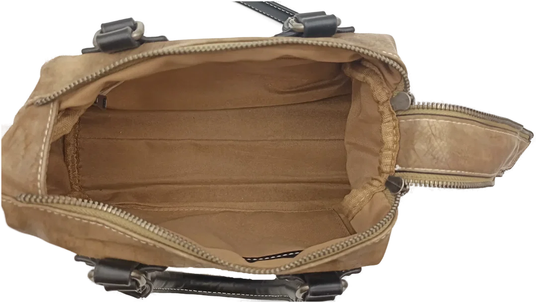Damen Handtasche mit Nieten/ Kettendetails braun/schwarz – Bild 8