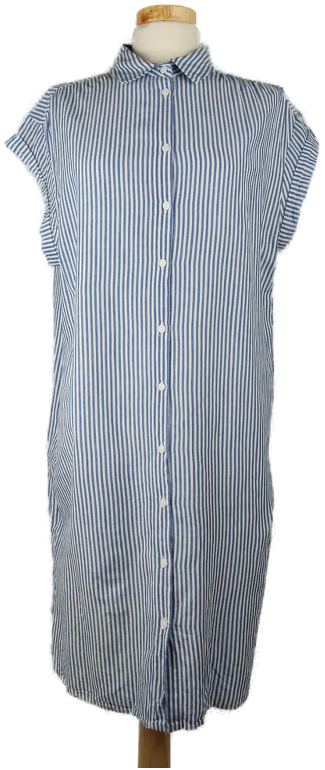 Damen Sommerkleid kurzarm weiss-blau gestreift - XL/42 - Bild 4
