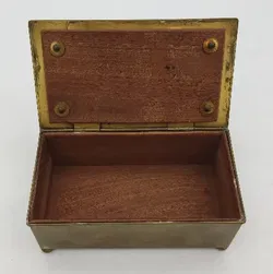 Antike Zigarrenschatulle aus Holz und Messing - Bild 2