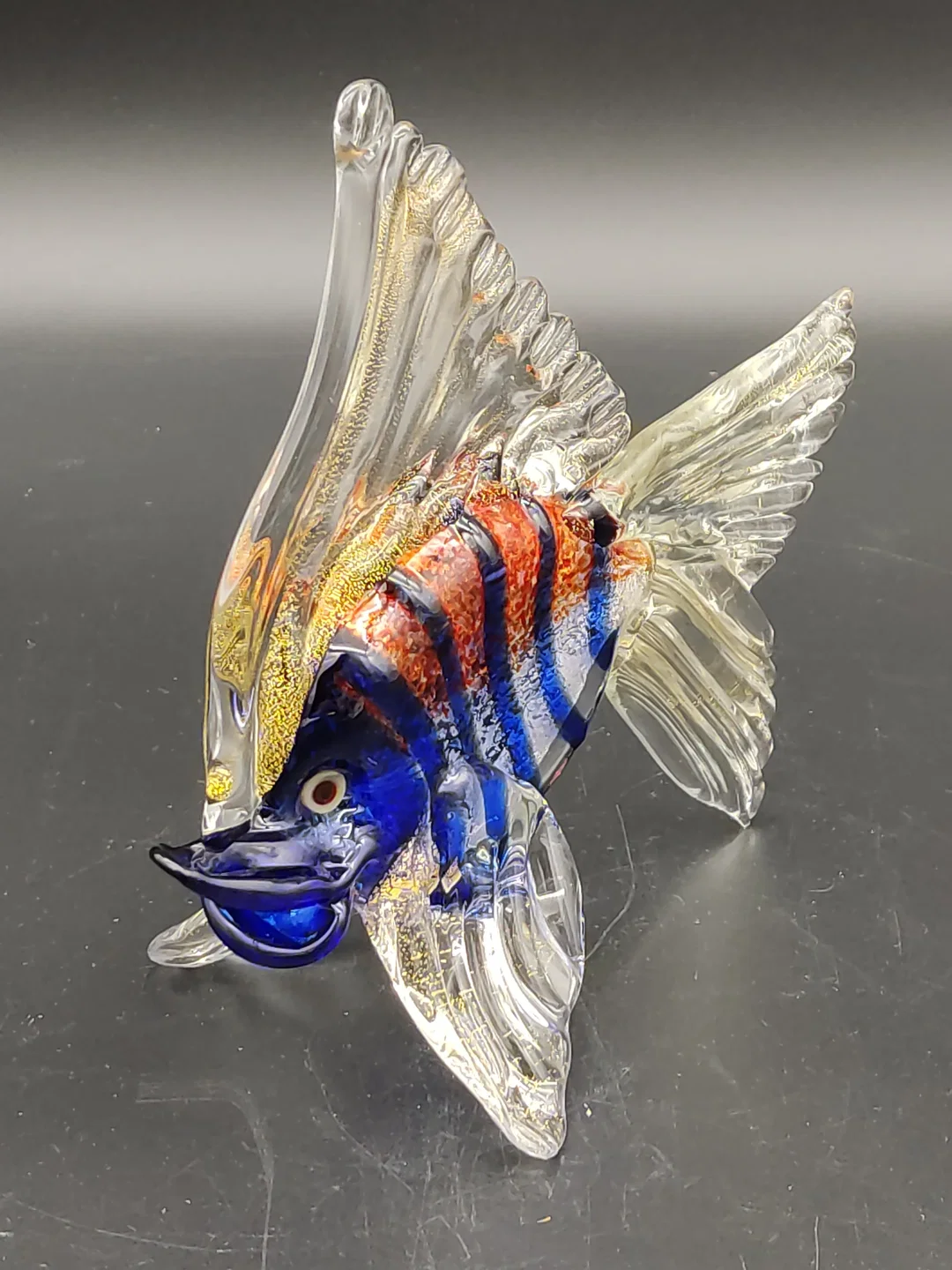 Murano-Glasfigur "Fisch" - Blau/Orange - Italien 1970er-Jahre – Bild 3