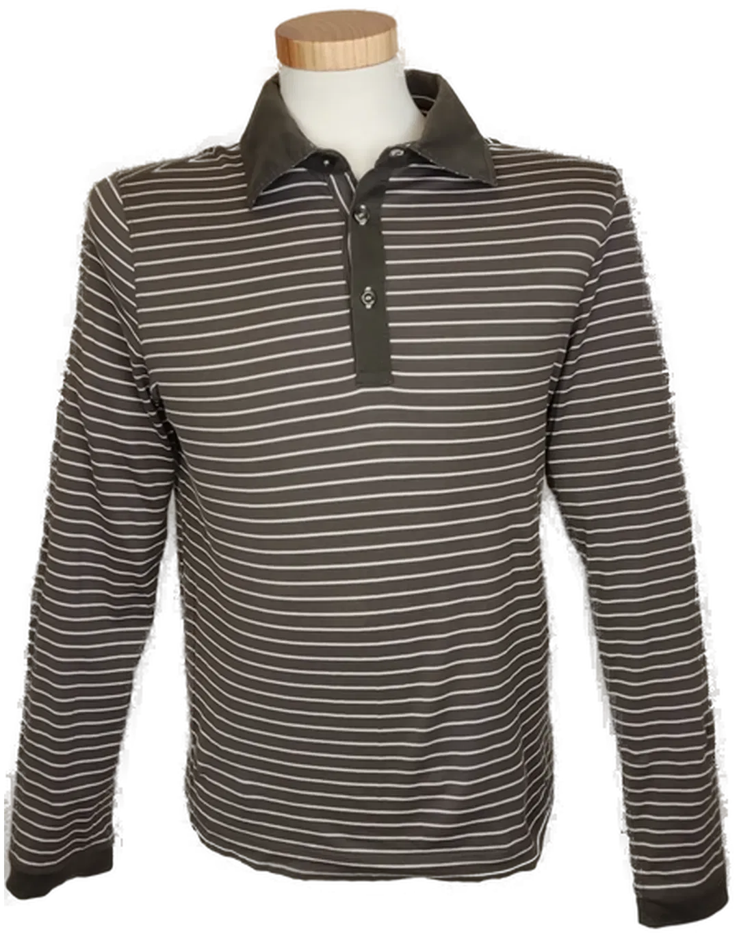 Hugo Boss Herren Polo Langarm Shirt braun/weiß gestreift Gr. M - Bild 1