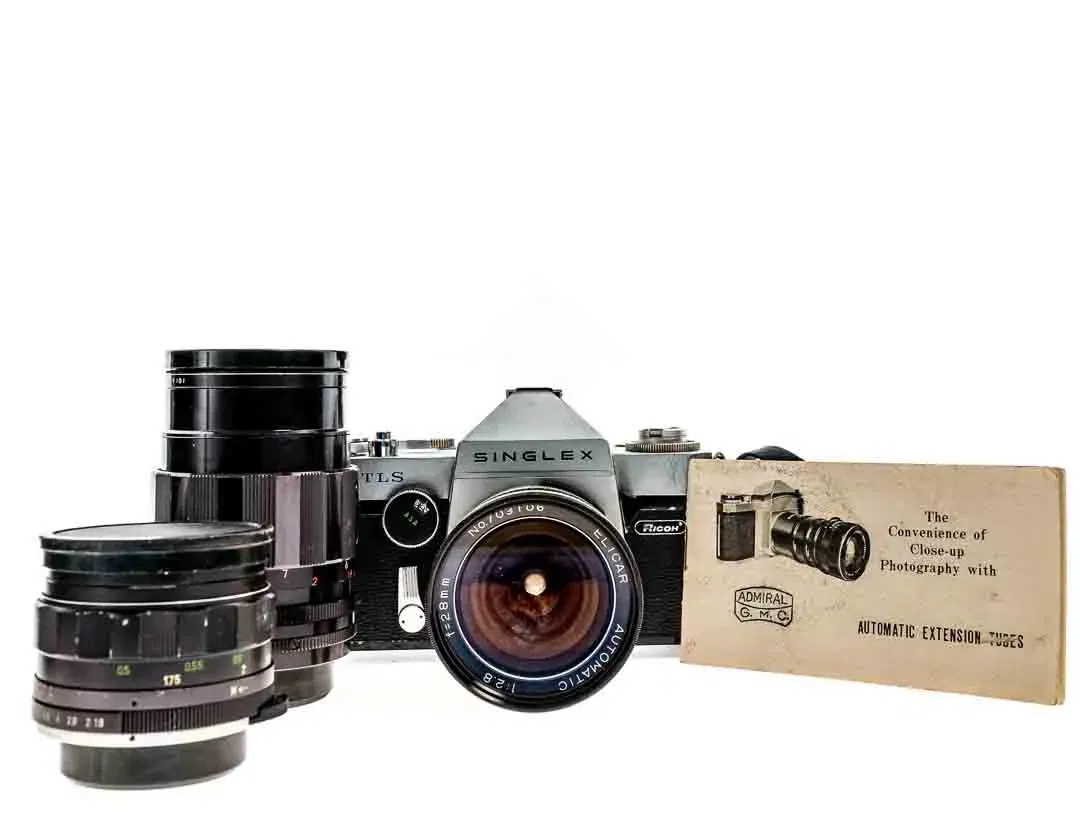 Ricoh Singlex TLS | SLR analoge Spiegelreflexkamera Kamera | Elicar 28mm f:2.8 - Bild 3