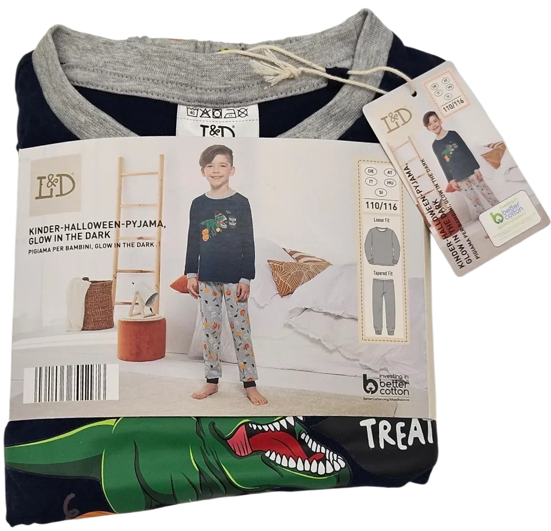 L&D Kinder-Halloween-Pyjama Glow in the Dark #5, blau - Gr- 110/116 – Bild 1