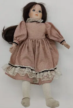 Vintage Porzellanpuppe mit Stoffkörper ca 38cm - Bild 2