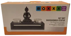 Buddha-Statue mit 2 Teelichtern, Set - Bild 2
