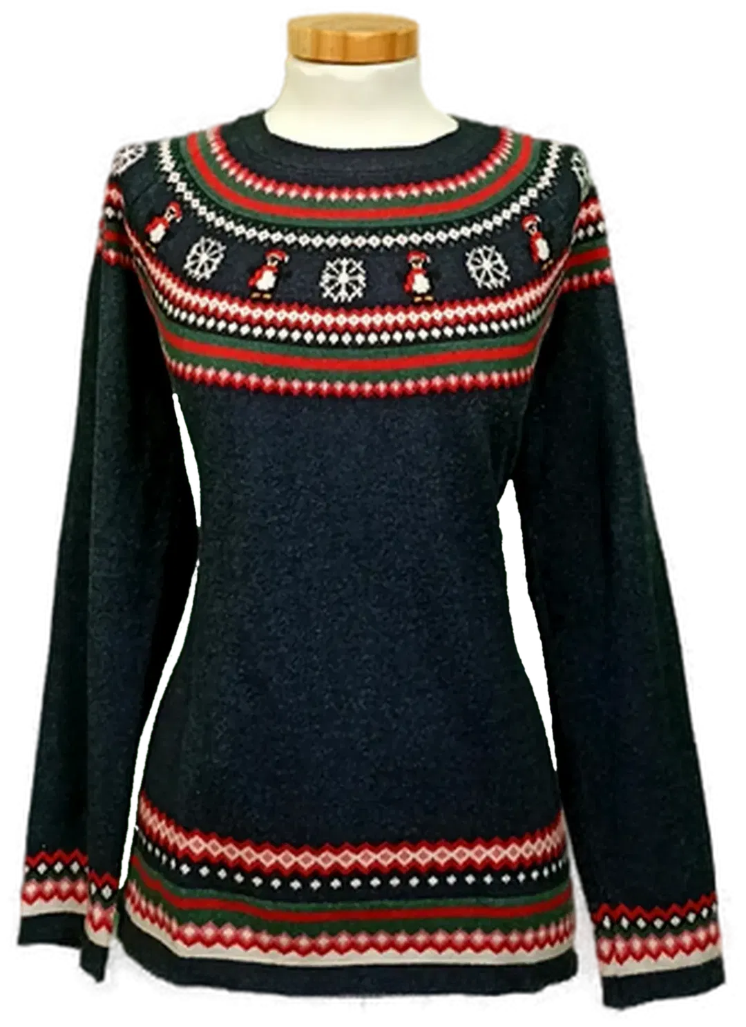 Famy Damen Weihnachtspullover dunkelblau gemustert Gr. L 42/44 - Bild 1