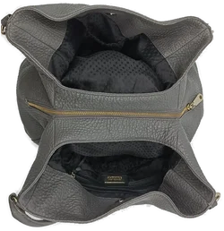 DKNY Damenhandtasche aus genarbtem Leder in Grau – Vorschau 8