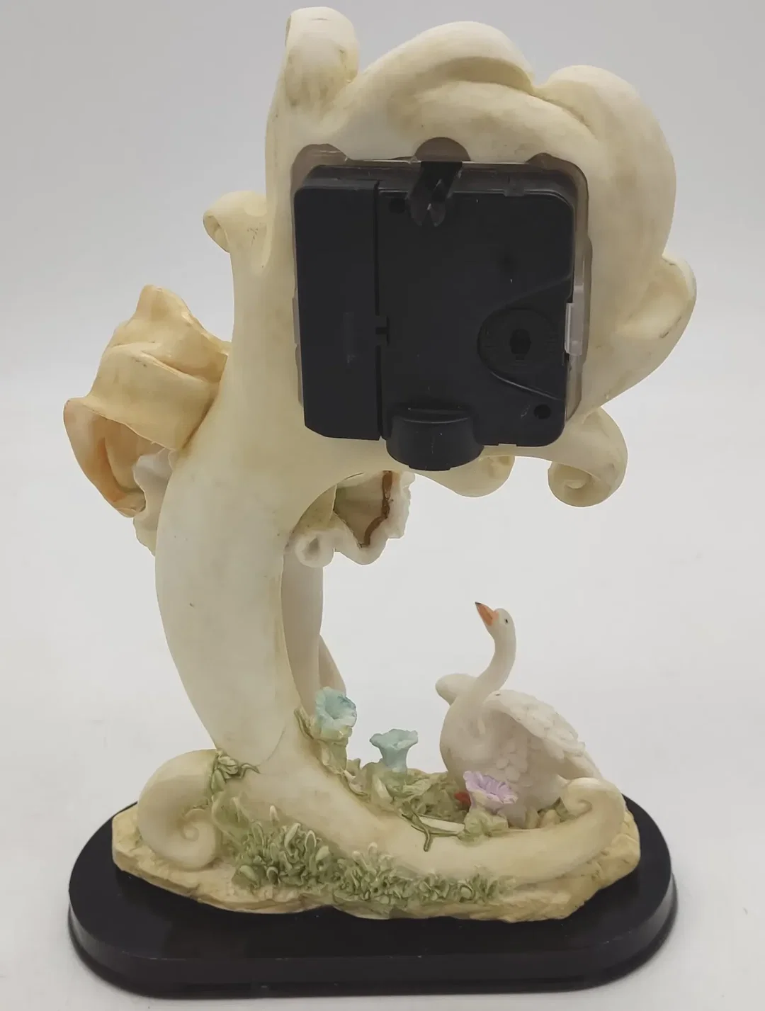 Tischuhr Ballerina mit Schwan Alabaster-Guß – Bild 5