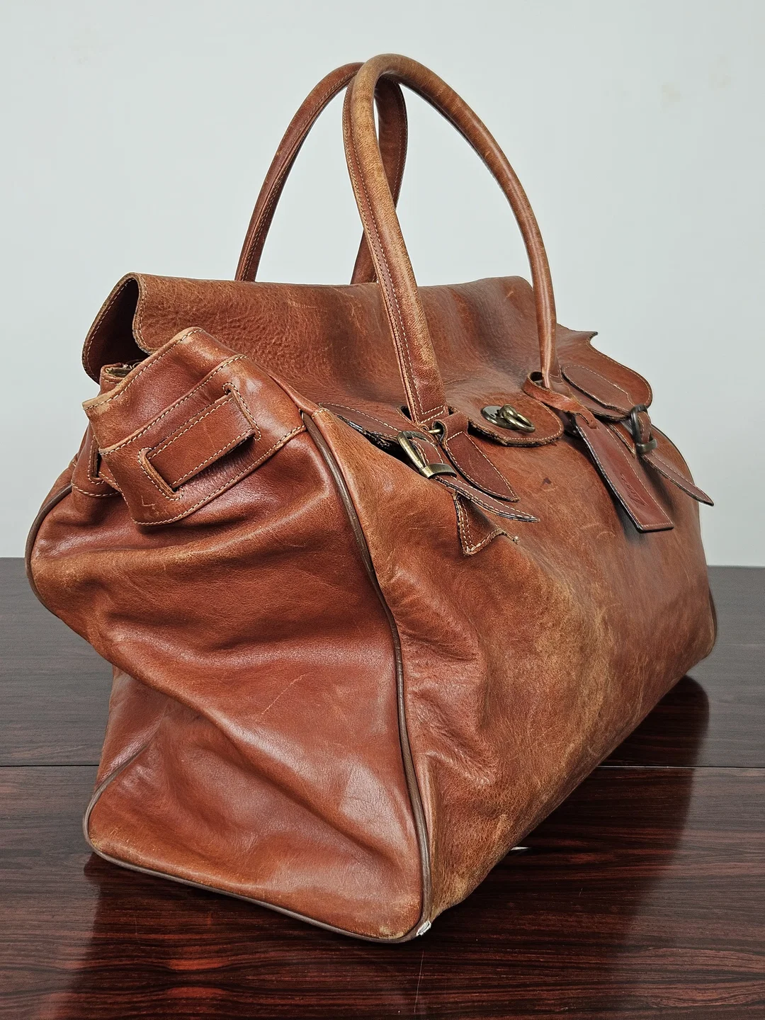 Texier Vintage Leder Reisetasche, braun  – Bild 2