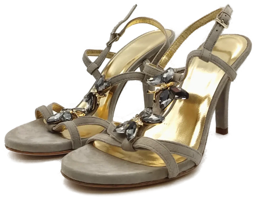 Damen Ziegenvelourleder Sandalen Grau Gr. 38 - Bild 1