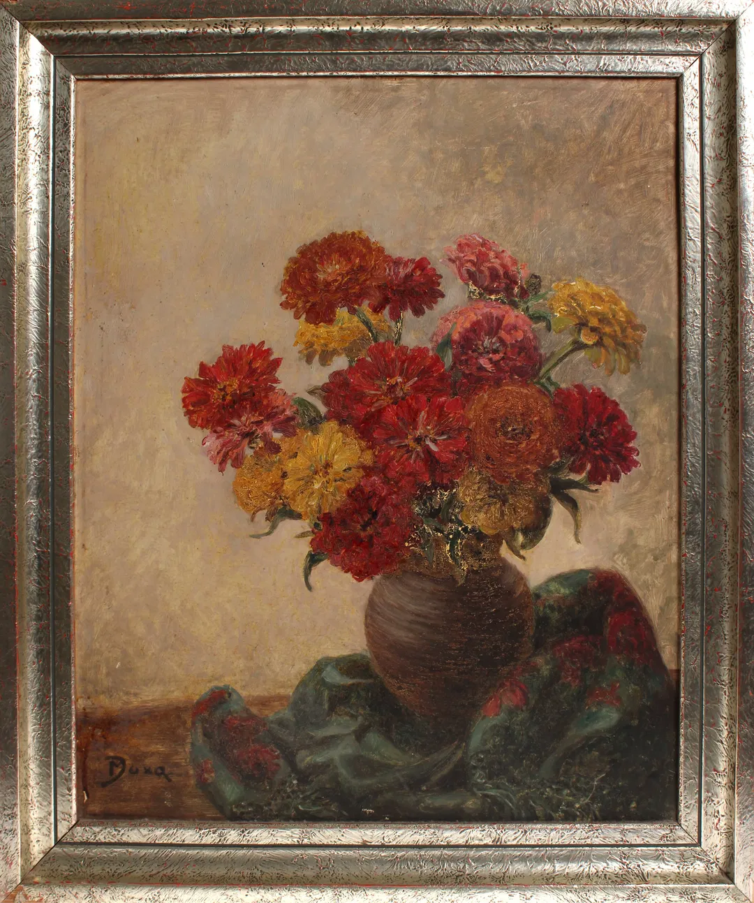 Bild Blumenstillleben – Öl auf Leinwand, signiert „Duna“ - Bild 4
