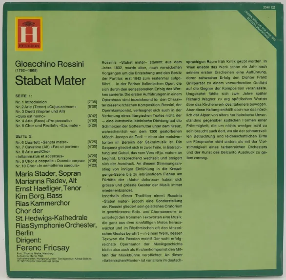 Vinyl LP - Gioacchino Rossini - Stabat Mater – Bild 2