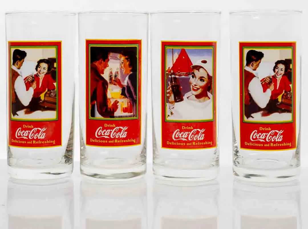 Coca-Cola 125 Jahre Werbe-Sammelbecher im Vintage-Stil (4Stück) – Bild 2