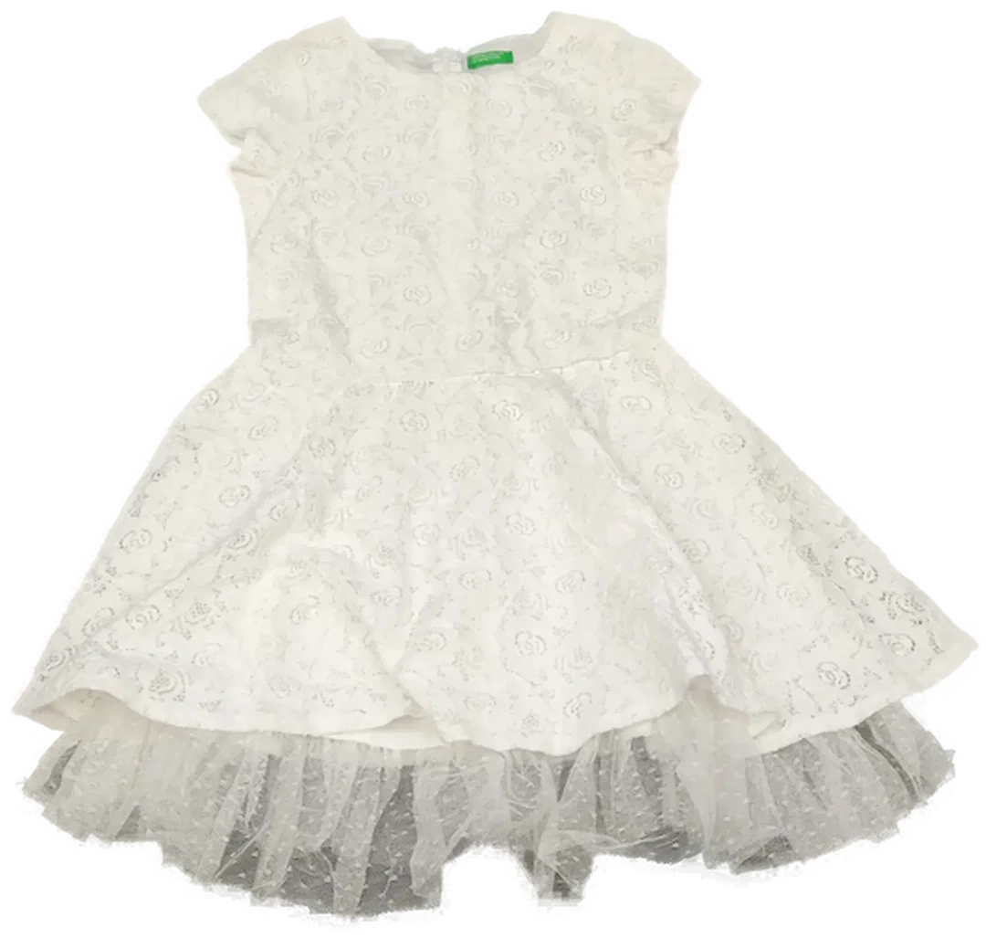 United Colors of Benetton Kinderkleid weiß Gr. XXS - Bild 1