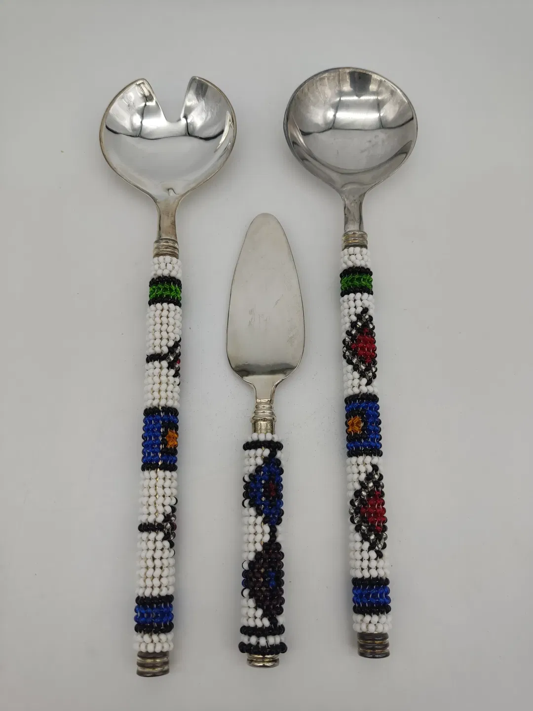 Afrikanisches Salatbesteck Versilbert | Handgearbeitet - Bild 1