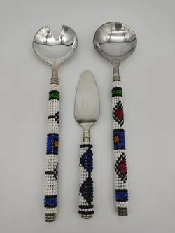 Afrikanisches Salatbesteck Versilbert | Handgearbeitet - Bild 1