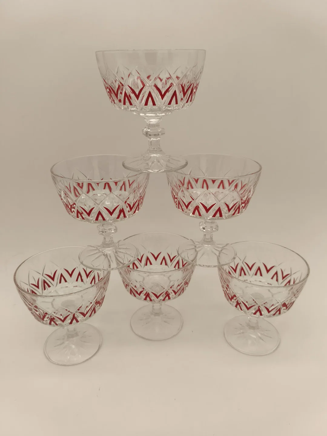 6 Dessertgläser, Champagnerschalen, Vintage, 50er – Bild 2
