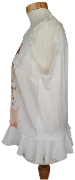 Siste's Damen Top weiß, transparent mit Druck und offenem Rücken - S/36 - Bild 3