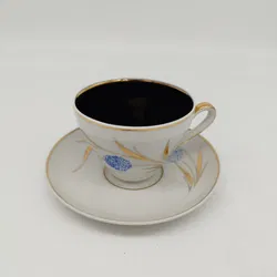 Espressoset aus Porzellan – Tasse mit Unterteller, Graf von Henneberg, Ilmenau, gebraucht mit Schönheitsfehler - Bild 3