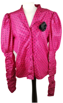 FINK Modell Bluse - Gr. 40 / Polkadot mit Brosche - Bild 2