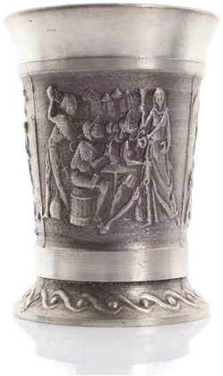 Antikes Zinn-Krug-Set mit 2 Bechern – Reliefdekor, ca. 1970er Jahre - Bild 4