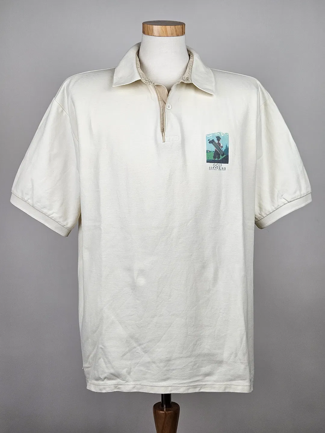 Vintage GOLF SIMMERING AUSTRIA 3000 FEET Herren Poloshirt, beige - XXL  - Bild 1