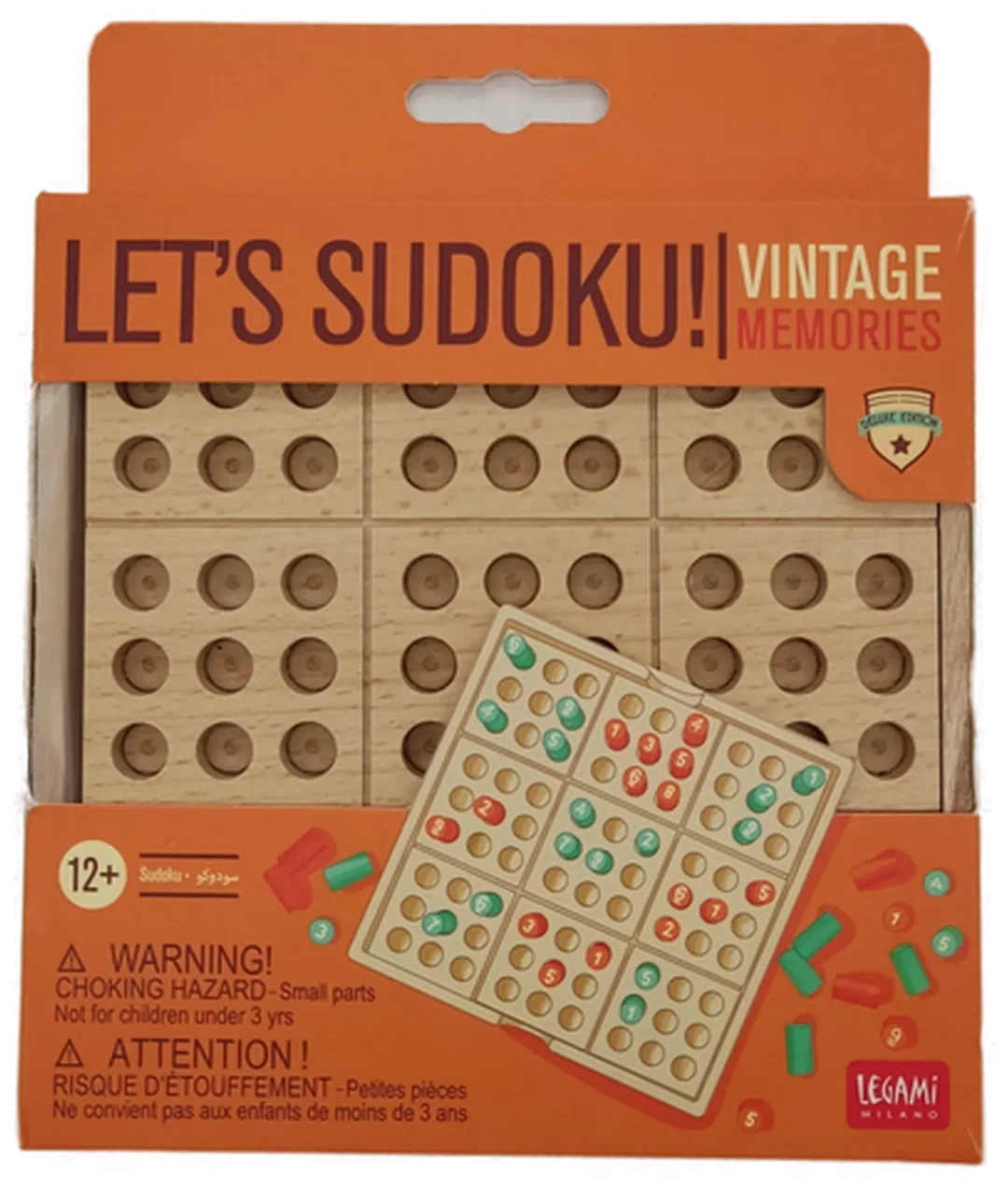 LEGAMI „Let’s Sudoku! – Vintage Memories“ Holz-Sudoku, Stecksteine im Blister – Bild 2