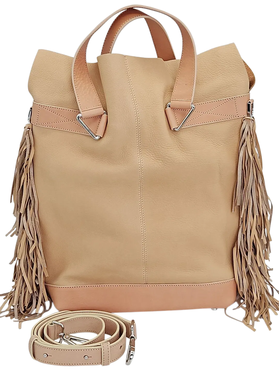 Max V. Koenig Damen Handtasche mit Fransen, creme - Höhe ca. 37 cm  - Bild 1