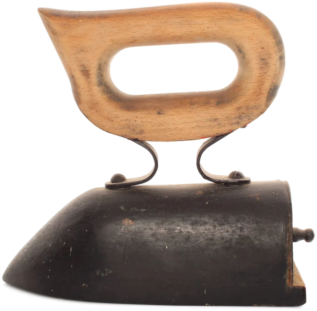 Antikes Bügeleisen mit Holzgriff – Gusseisen, Deko Vintage Eisen, ca. frühes 20. Jh. - Bild 1