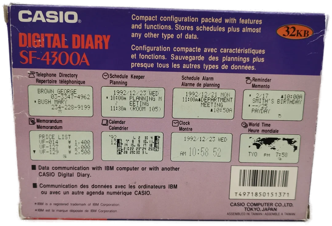 CASIO Digital Diary SF-4300A - 32KB / Made in Taiwan – Bild 5