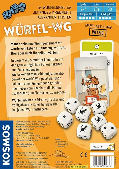 Kosmos Würfel-WG – Marc-Uwe Kling – Das Känguru-Spiel | Lustiges Würfelspiel | ab 10 Jahren | 2–4 Spieler – Bild 2