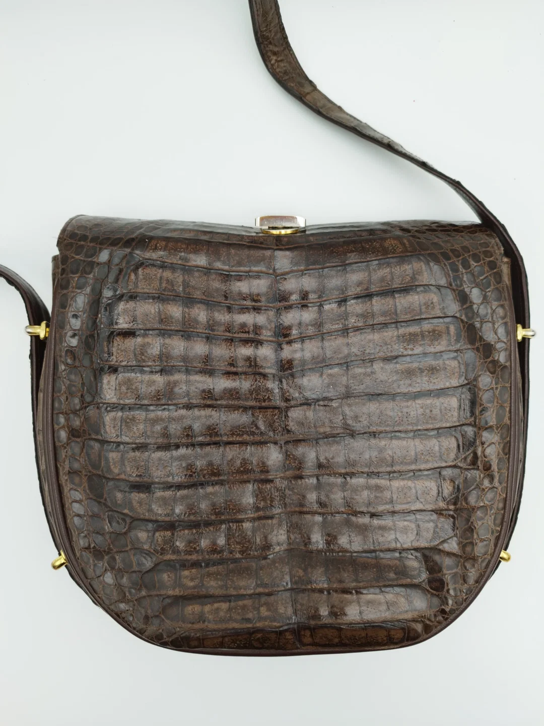 Bally- Vintage Kroko Handtasche in dunkelbraun – Bild 5