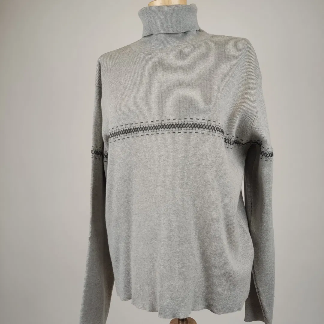 Eddi Bauer since 1920 Rollkragenpullover grau mit Streifenmuster  Unise - L/40 - Bild 4