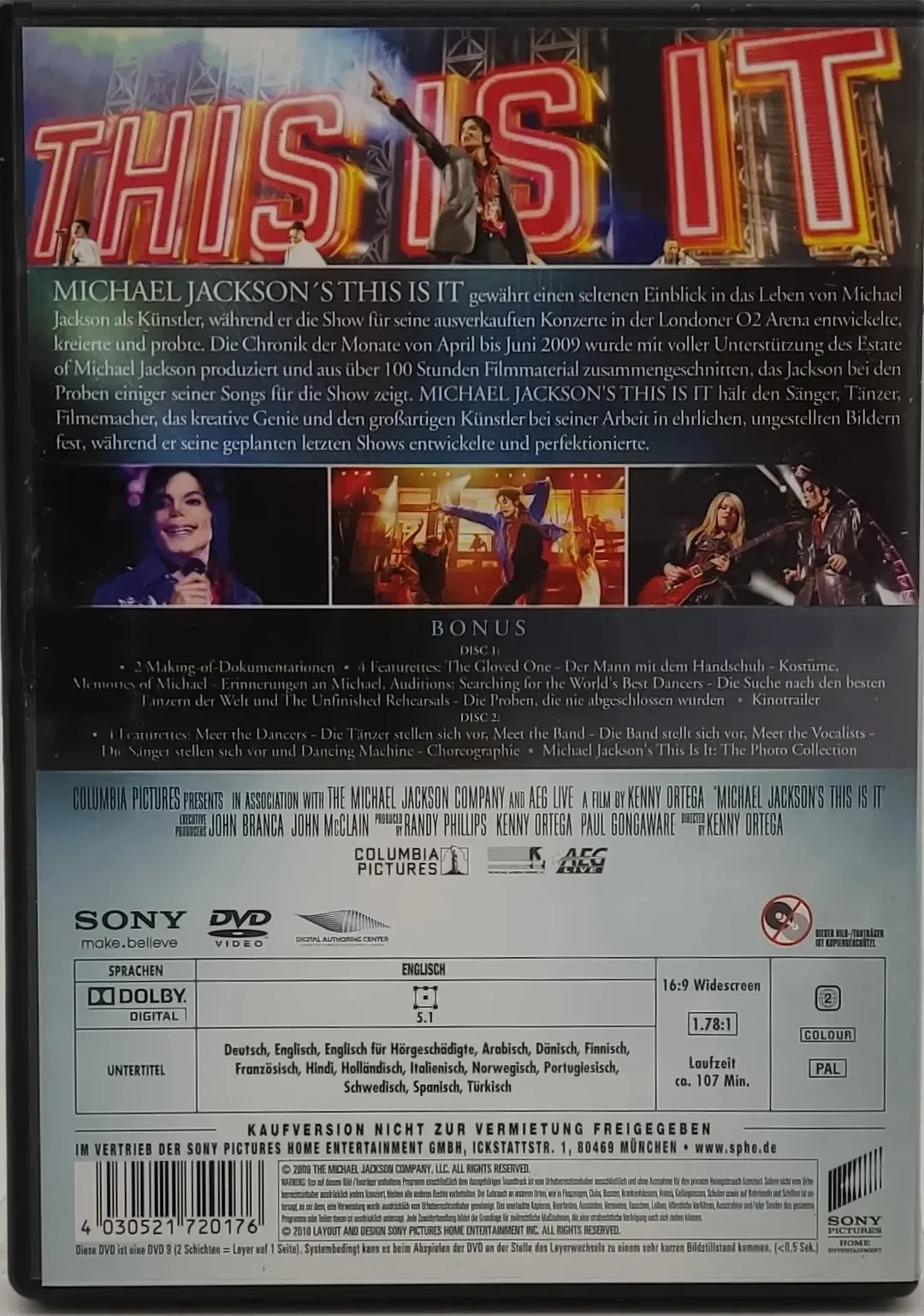 DVD 2 Disc´s "Michael Jackson´s This is it " Wie Sie ihn noch nie zuvor erlebt haben – Bild 2