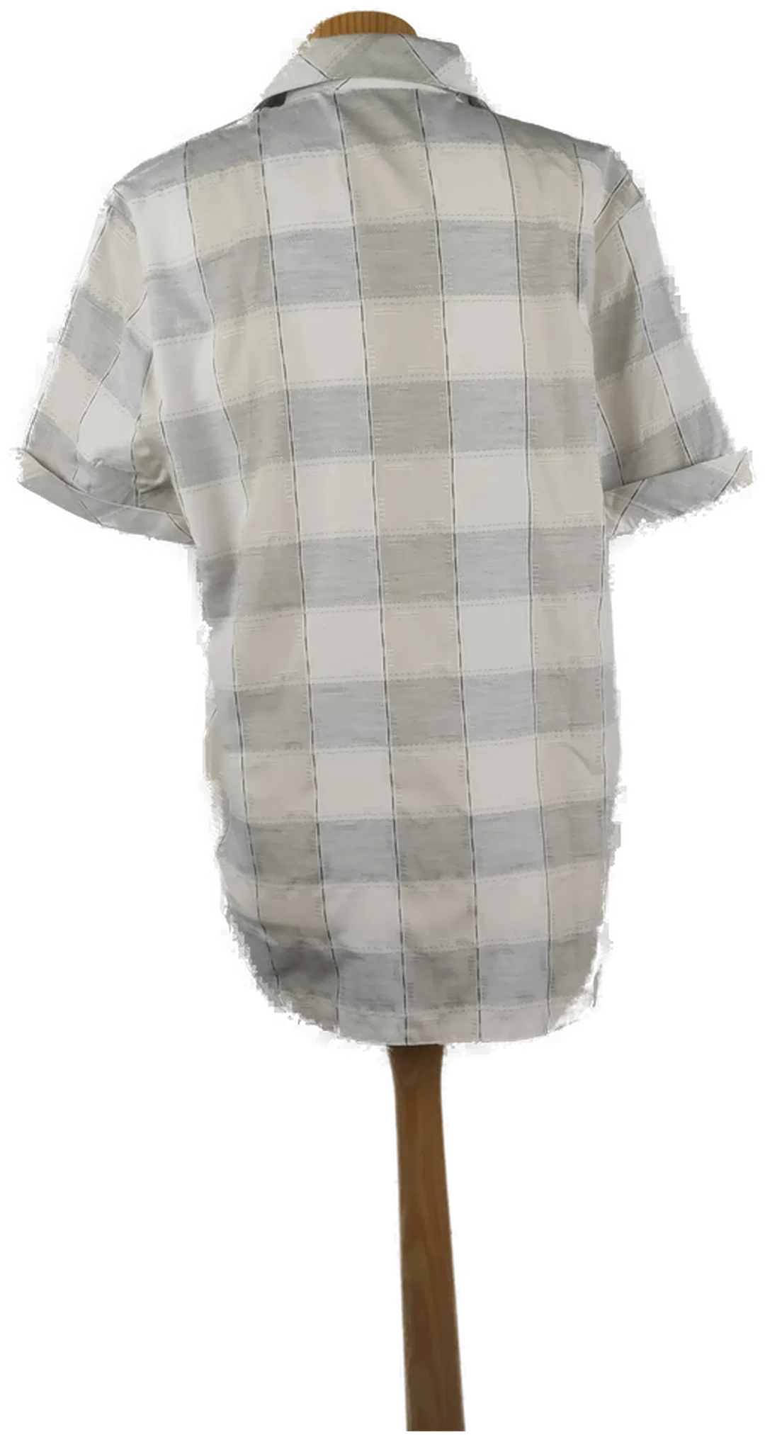 Damenbluse kariert kurzarm grau-weiß-beige - L/40 – Bild 2