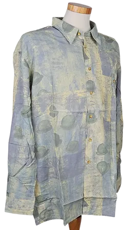 LUIGI Vintage Herren Hemd, gelb/grau - Gr. XL  - Bild 2