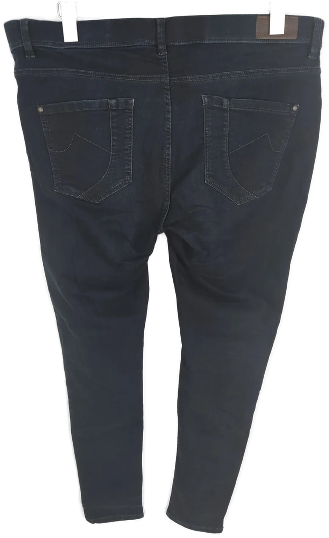 Jeans lang mit Stretch und Gummizugbund, dunkelblau mit Taschen, Größe 44 – Bild 2