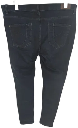 Jeans lang mit Stretch und Gummizugbund, dunkelblau mit Taschen, Größe 44 - Bild 2