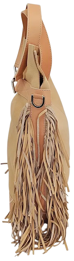 Max V. Koenig Damen Lederhandtasche mit Fransen, creme - Höhe ca. 37 cm  - Bild 3