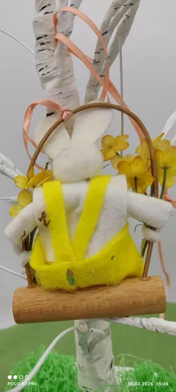 Filzhase Auf Schaukel Osterdeko | Handgefertigt - Bild 2