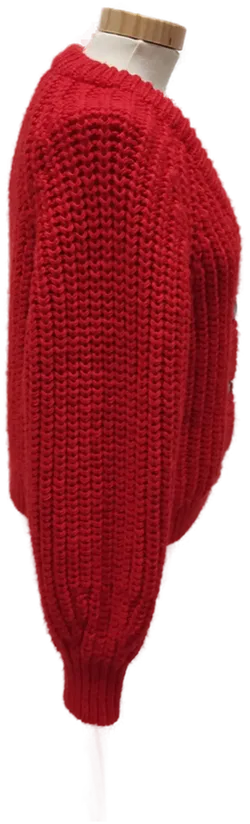 Kurze Damen Grobstrickweste mit Knöpfen, Rot, Gr. M - Bild 2