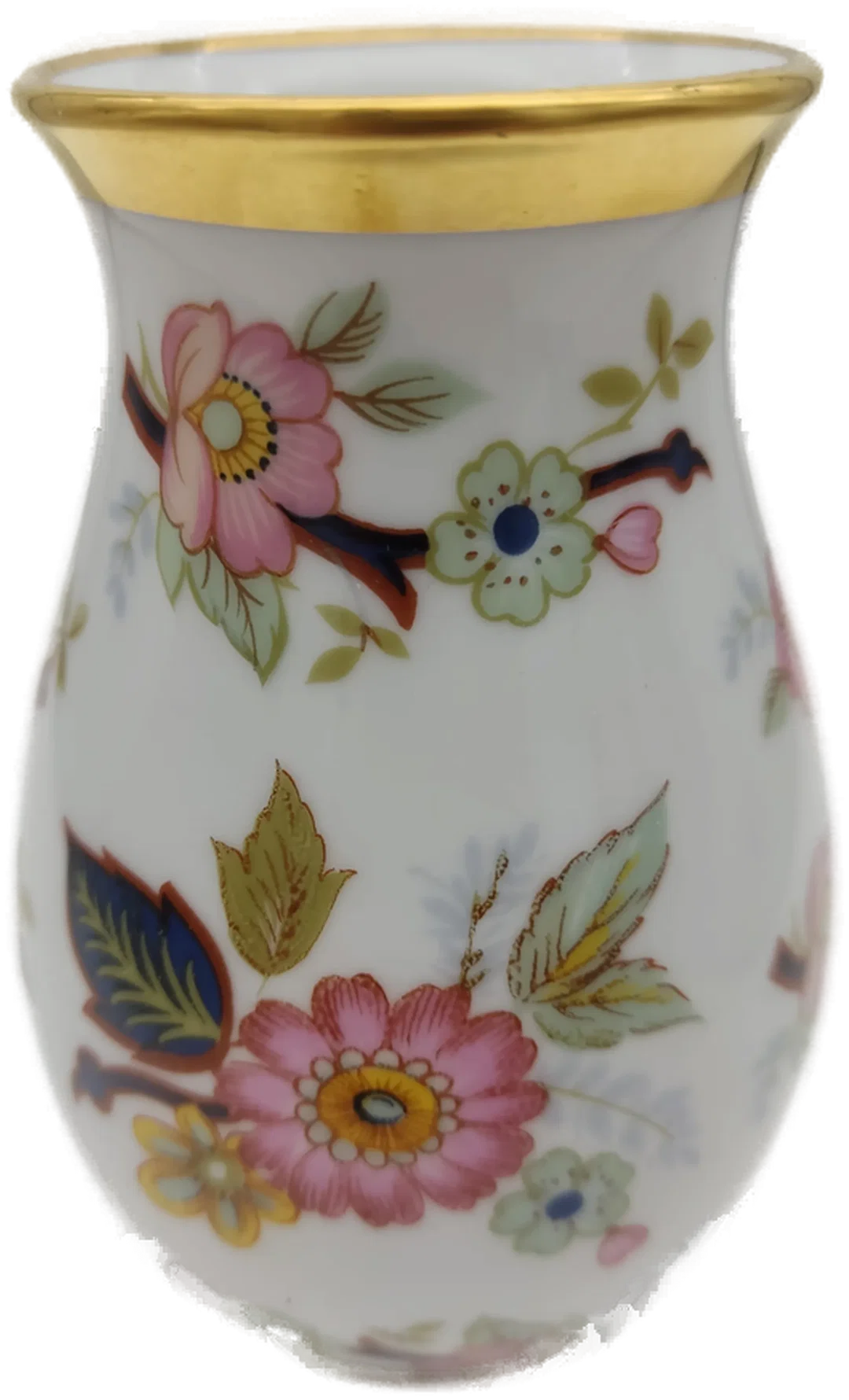 Vase von Royal Porzellan Bavaria mit Blumendekor und Goldrand  – Bild 2