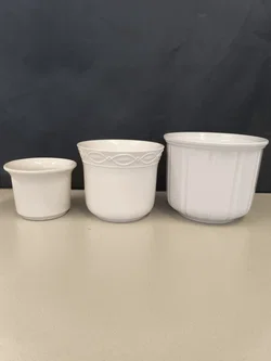 Set Weiß, 3 Übertöpfe Keramik - Bild 2