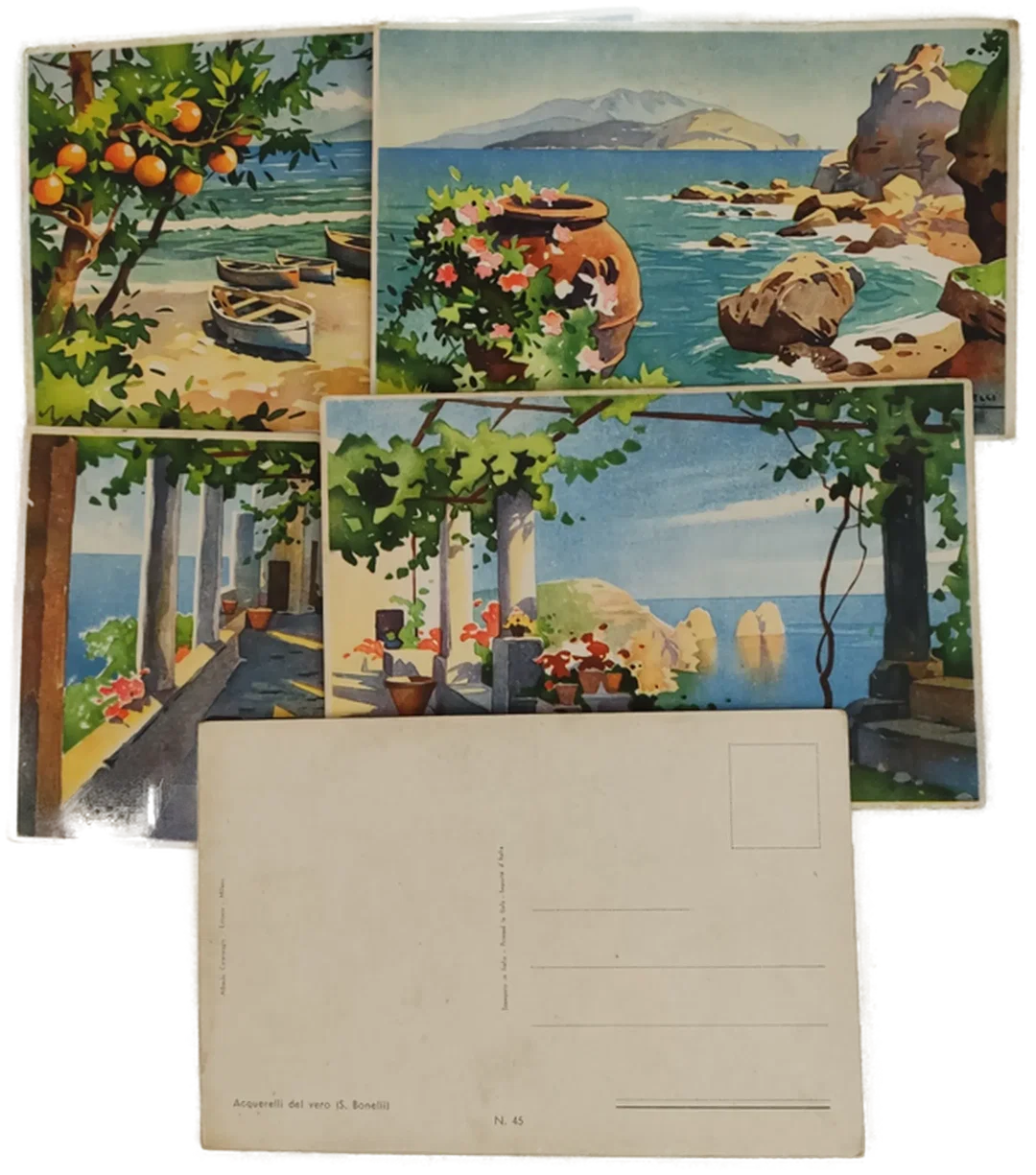 Künstler-Ansichtskarten S. BONELLI, Süden, Meer,......5 Stück – Bild 2