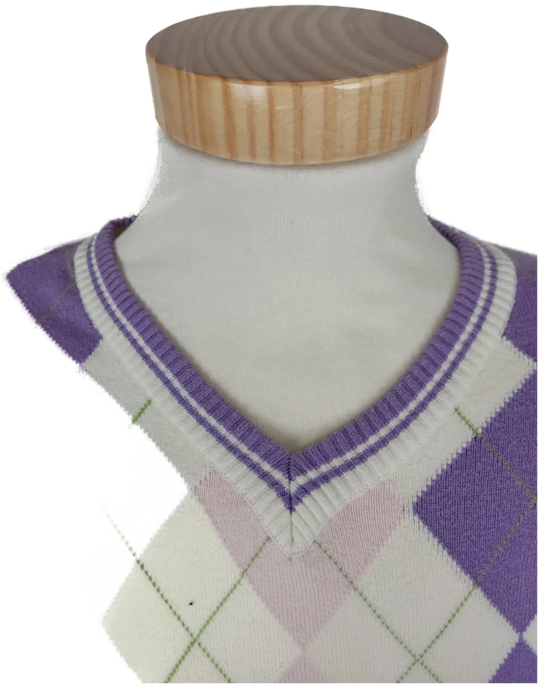 Pullover "Chervo Sports", langarm mit V-Ausschnitt, gestrickt mit Karomuster, Größe EUR 50 – Bild 4