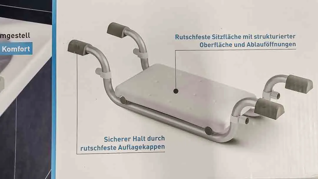 Badewannensitz Aluminium 75x23cm Badhilfe bis 150kg Neu & OVP – Bild 3