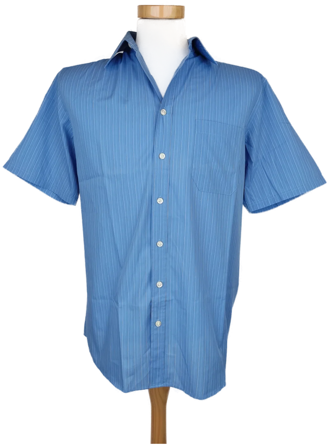 Charles Vögele Herren Kurzarmhemd blau/weiß gestreift - M/44 - Bild 4