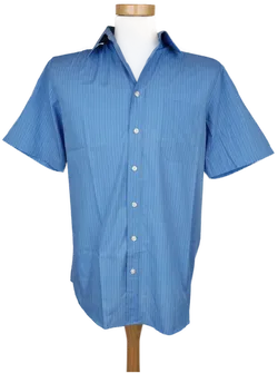 Charles Vögele Herren Kurzarmhemd blau/weiß gestreift - M/44 - Bild 1